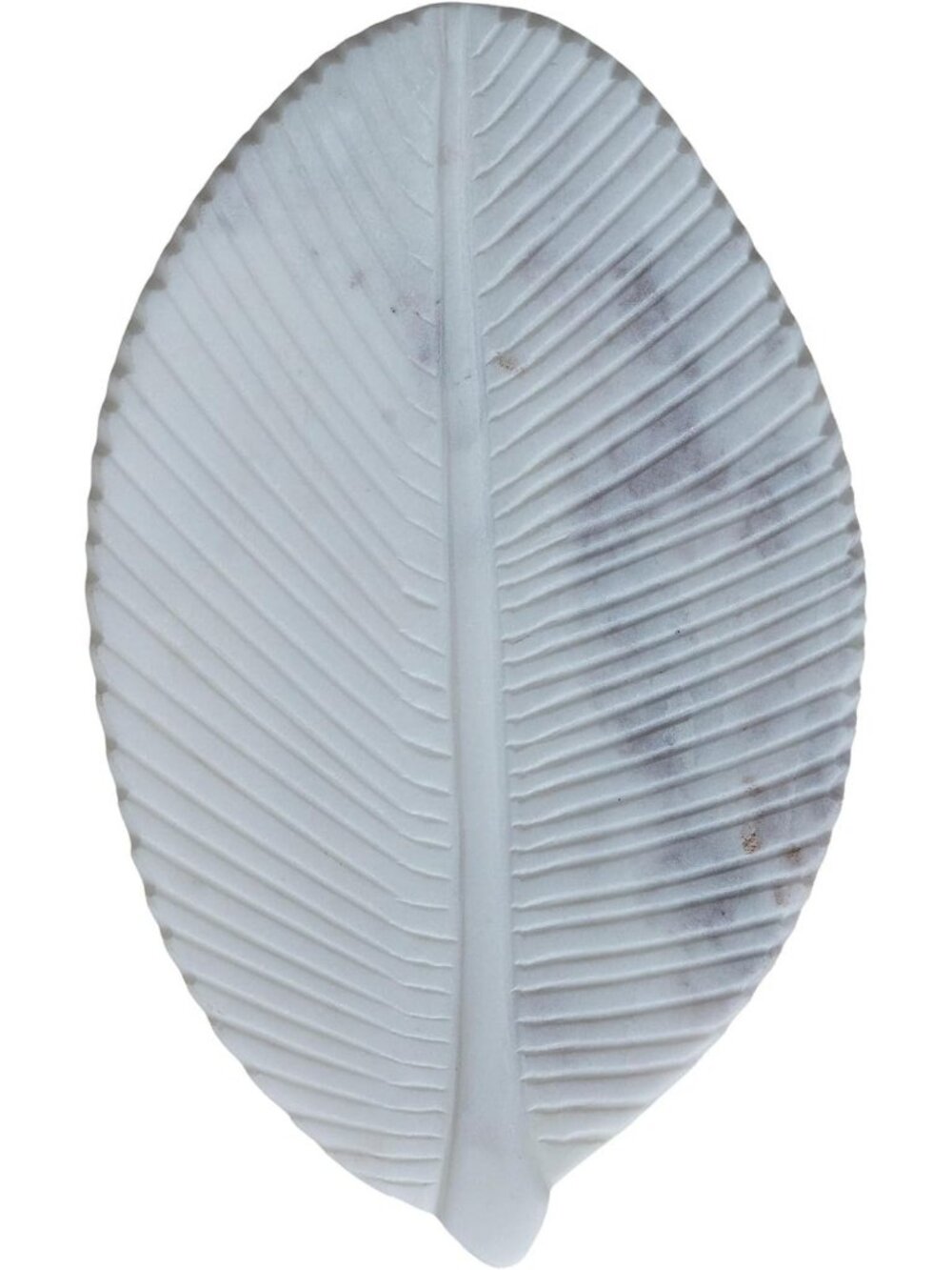Elegant White Marble Leaf-Shaped Decorative Dish for Home Decor & Serving